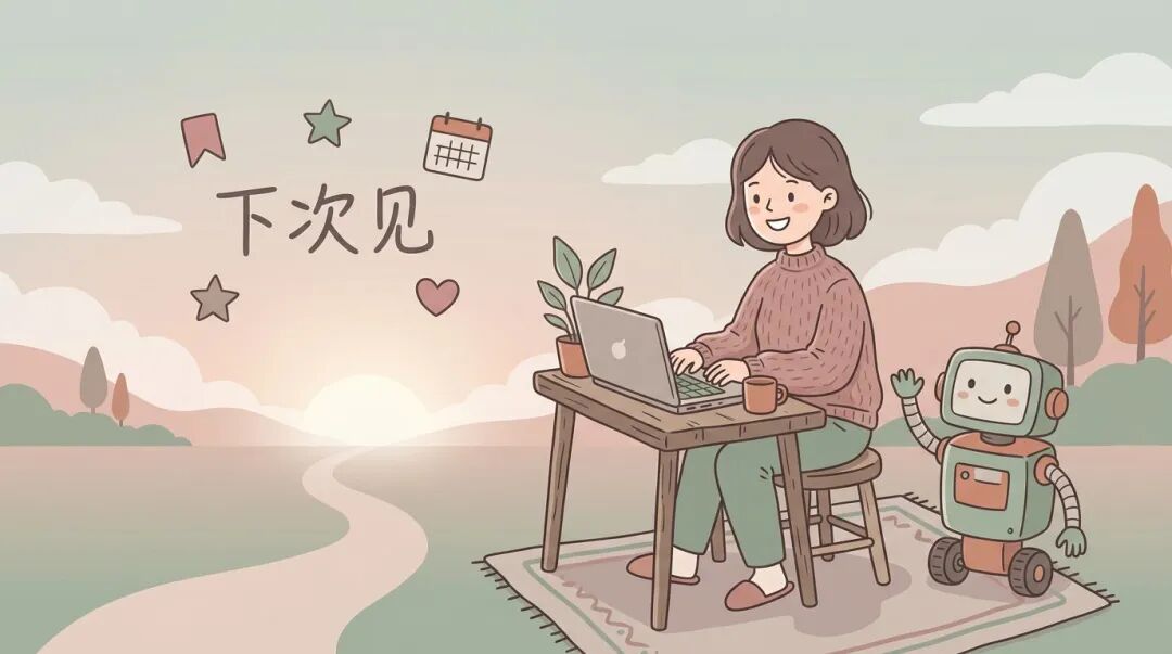 AI 辅助网页开发系列的下次见插画